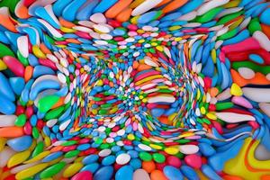 balles en plastique multicolores hautement saturées, dans une piscine à balles molles, dans un parc de jeux pour enfants. concept de jour de pâques ballon coloré. photo
