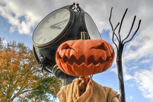 effrayant jack o'lantern de sleep hollow, new york pendant halloween. photo