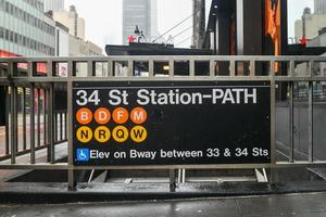 new york city - 29 mars 2020 - entrée de la station de métro 34th street station à herald square, new york city. photo