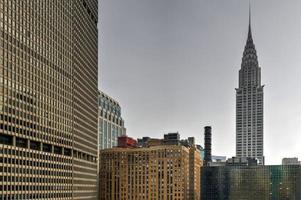 vue sur les gratte-ciel le long des toits de la ville de new york pendant la journée. photo