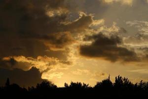 nuages de pluie dans le ciel au-dessus de la forêt. photo