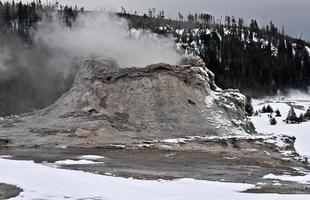 geyser dans le parc national de yellowstone photo