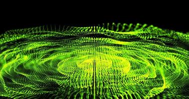 fond abstrait avec des rayures volantes vertes, des lignes, des vagues de particules de fumée numériques de haute technologie sur la surface photo