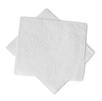 deux morceaux pliés de papier de soie blanc ou de serviette en pile soigneusement préparés pour être utilisés dans les toilettes ou les toilettes isolés sur fond blanc avec un tracé de détourage photo
