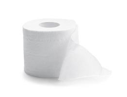 rouleau unique de papier de soie blanc ou de serviette isolé sur fond blanc avec un tracé de détourage photo