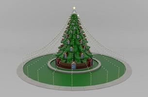 Ornement de Noël arbre 3d illustration sur fond blanc photo