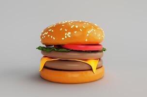 Délicieux cheese burger icon 3d illustration sur fond blanc photo