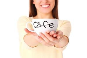 femme avec une tasse de café photo