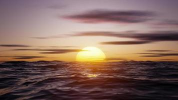 grand soleil chaud dans le reflet de la mer à l'horizon. illustration de rendu 3d.