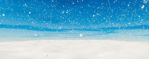 paysage spacieux blanc avec plaine couverte de neige à la chute de neige. illustration de rendu 3d photo