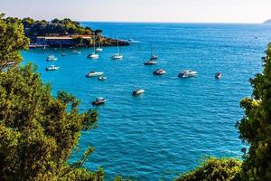 golfe avec de nombreux yachts et bateaux près de la plage d'italie photo
