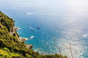 vue panoramique sur les maisons colorées du village des cinque terre riomaggiore, manarola photo