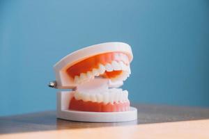 concept de stomatologie, portrait partiel d'une fille avec de fortes dents blanches regardant la caméra et souriant, les doigts près du visage. gros plan sur une jeune femme chez le dentiste, en studio, à l'intérieur photo