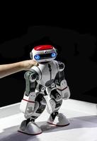 robot modèle entre les mains d'un enfant à l'exposition photo