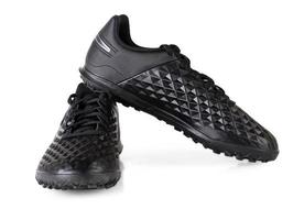 Nouvelles baskets noires chaussures de course isolées sur fond blanc photo