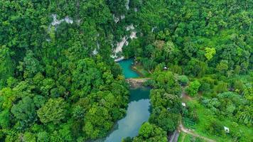 vue aérienne de l'attraction touristique de pucok krueng, l'eau du lac est verte tosca photo