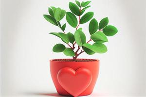 gros plan d'une plante en pot pour le fond de la saint-valentin avec espace de copie. idées cadeaux pour la saint valentin. photo