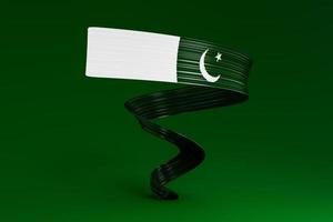 agitant un ruban ou une bannière avec le drapeau du pakistan. illustration 3d de la fête de l'indépendance photo