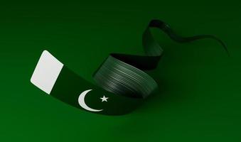 agitant un ruban ou une bannière avec le drapeau du pakistan. illustration 3d de la fête de l'indépendance photo