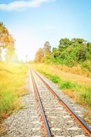 chemin de fer - voies ferrées en acier pour les trains dans la campagne sur fond d'été nature photo