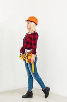 sexy, jeune femme, ouvrier construction photo