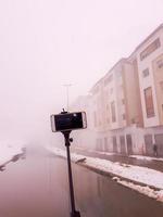 bâton de selfie dans un nuage profond photo