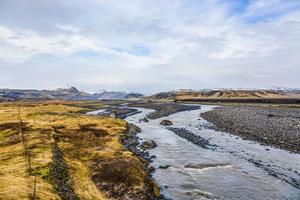 image panoramique sur un paysage impressionnant et vide dans le sud de l'islande en hiver pendant la journée photo