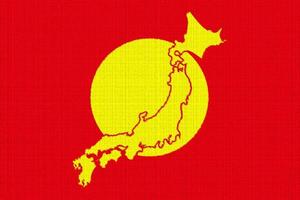 drapeau du japon et carte de contour du pays sur la texture. collage. photo