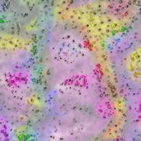 arrière-plan abstrait de particules multicolores, conception abstraite peinte numériquement. texture de particules holographiques photo