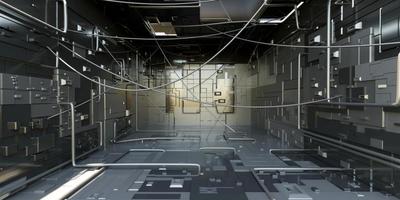 salle de couloir de science-fiction futuriste. futur style de fond moderne, concept d'intérieur. rendu 3d photo