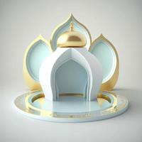 fond de podium islamique ramadan de mosquée réaliste 3d futuriste et moderne avec scène et scène pour l'affichage du produit photo