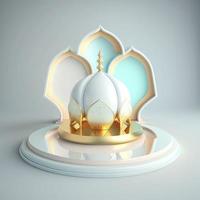 fond de podium islamique ramadan de mosquée réaliste 3d futuriste et moderne avec scène et scène pour l'affichage du produit photo