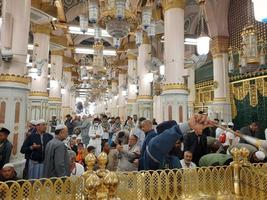 médina, arabie saoudite, décembre 2022 - belle vue nocturne de rawdah à masjid al nabawi, médine. photo