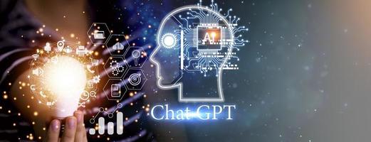 conceptuellement, chatgpt est un chatbot ai ou une intelligence artificielle qui peut communiquer naturellement par messages avec les humains. photo