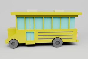 3d illustration autobus scolaire jaune sur fond blanc photo