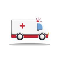 Voiture d'ambulance blanche réaliste 3d, camionnette médicale. service de secours médical, soins de santé, concept d'urgence. photo