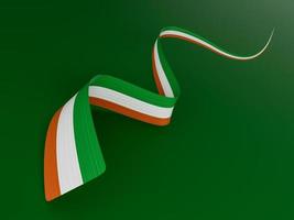 agitant un ruban ou une bannière avec le drapeau de l'irlande. modèle pour l'illustration 3d de la fête de l'indépendance photo