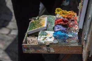 palette de couleurs de l'artiste en gros plan photo