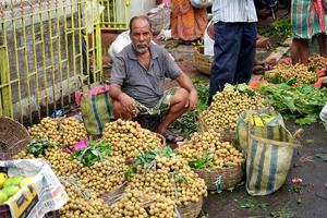 3 juillet 2022, baruipur, bengale occidental, inde. fruit longane à vendre sur le marché de baruipur photo