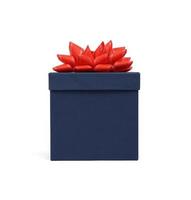 Boîte en carton bleu fermé avec couvercle pour cadeaux isolé sur fond blanc photo
