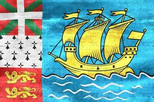 Illustration 3d d'un drapeau de saint pierre et miquelon - drapeau en tissu ondulant réaliste photo