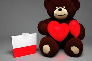 célébrer l'amitié et l'amour avec un ours en peluche tenant une note en forme de cœur photo