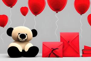 enveloppe décorée avec un ours en peluche tenant un vœu pour la saint valentin photo