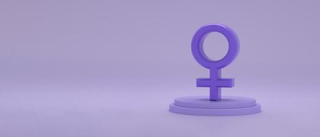 vénus ou femmes signent sur un podium sur fond violet panoramique. photo