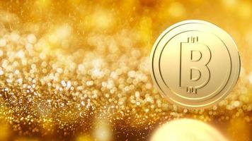 le bitcoin d'or sur fond flou pour le rendu 3d du concept d'entreprise photo