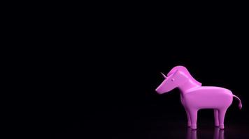 la licorne rose sur fond noir rendu 3d photo