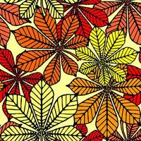 motif harmonieux d'automne lumineux de feuilles jaunes et rouges de châtaignier sur fond jaune, texture, design photo