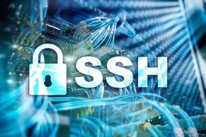 ssh, protocole et logiciel de shell sécurisé. concept de protection des données, internet et télécommunications. photo