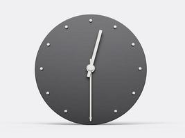 horloge simple grise 12 30 12 heures et demie. horloge minimale moderne. illustration 3d photo