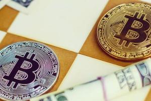 bitcoins sur l'échiquier photo